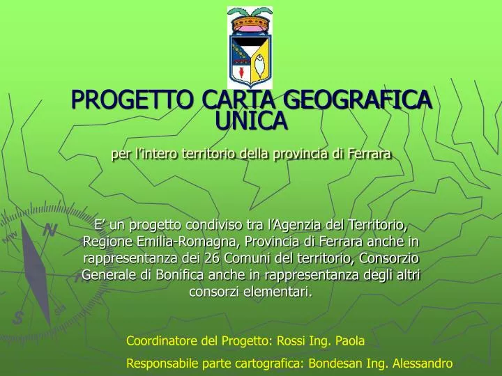 progetto carta geografica unica per l intero territorio della provincia di ferrara