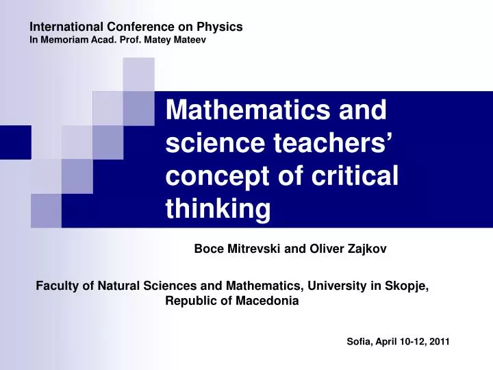 mathematics and science teachers concept of critical thinking