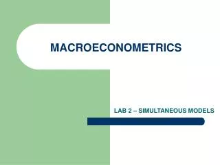 MACROECONOMETRICS