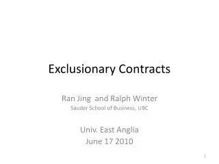 Exclusionary Contracts