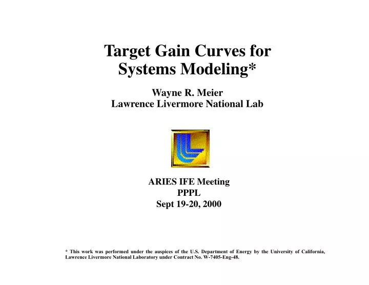 target gain curves for systems modeling