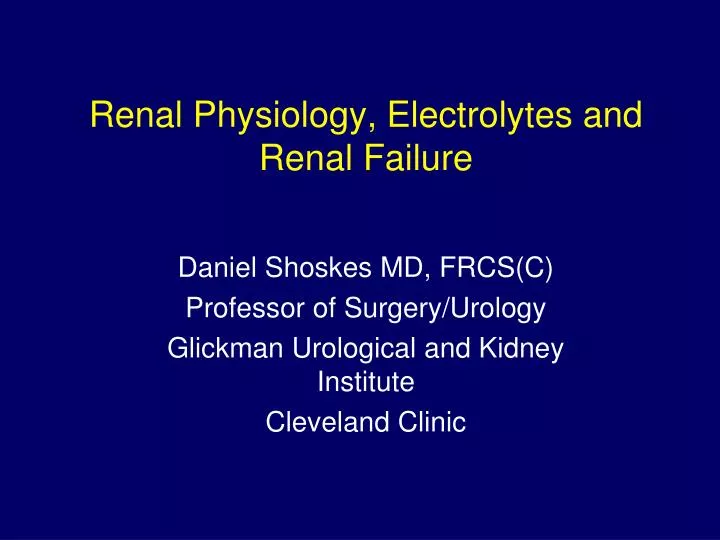 renal physiology electrolytes and renal failure
