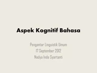 aspek kognitif bahasa