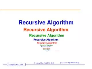 Recursive Algorithm Recursive Algorithm Recursive Algorithm Recursive Algorithm