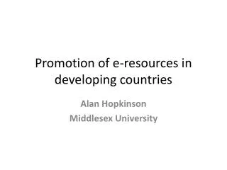 Promotion of e-resources in developing countries