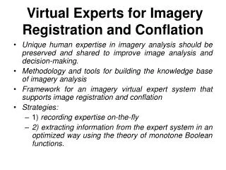 Virtual Experts for Imagery Registration and Conflation