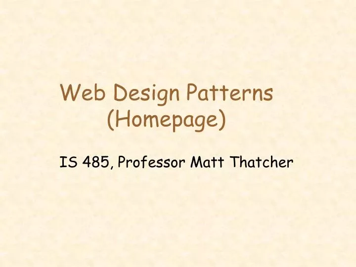 is 485 professor matt thatcher