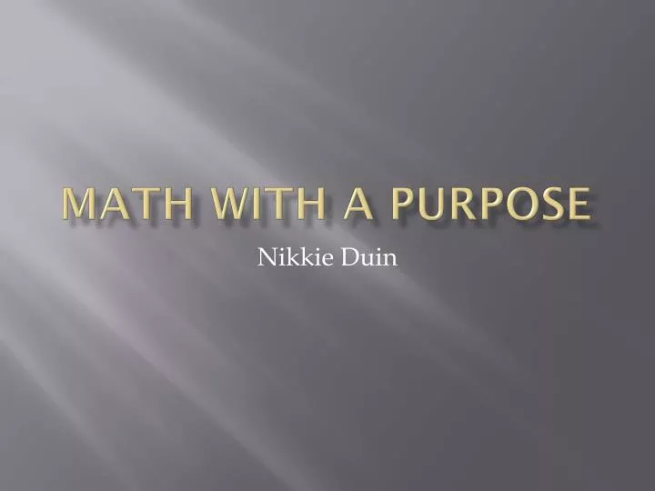 math with a purpose