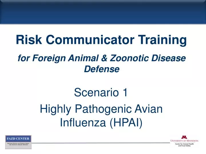 scenario 1 highly pathogenic avian influenza hpai