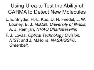 Using Urea to Test the Ability of CARMA to Detect New Molecules