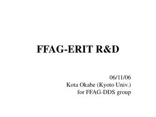 FFAG-ERIT R&amp;D