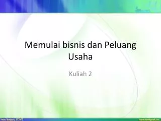 memulai bisnis dan peluang usaha