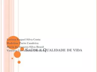 sa de e qualidade de vida