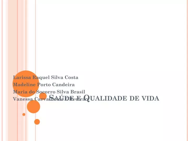 PPT - Saúde E Qualidade De Vida PowerPoint Presentation, Free Download ...