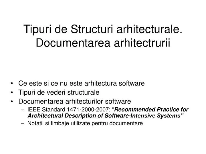 tipuri de structuri arhitecturale documentarea arhitectrurii