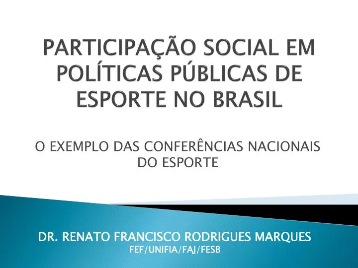 participa o social em pol ticas p blicas de esporte no brasil