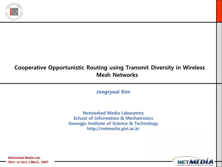 cooperative opportunistic routing using transmit diversity in wireless mesh networks