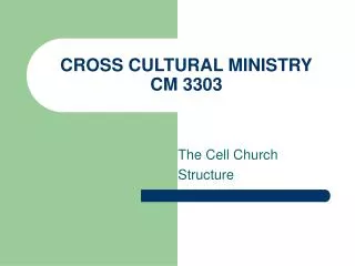 CROSS CULTURAL MINISTRY CM 3303