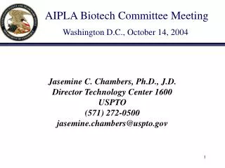 AIPLA Biotech Committee Meeting Washington D.C., October 14, 2004