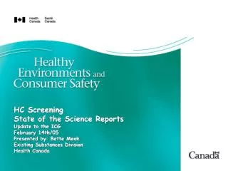 Substances Identified for Screening Health Assessment