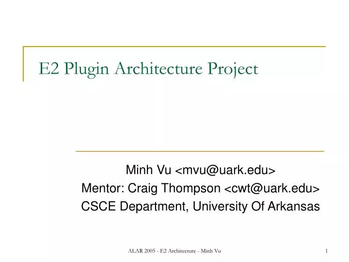 e2 plugin architecture project