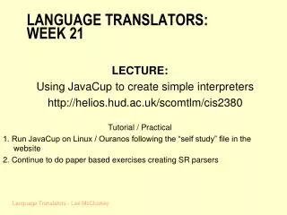 LANGUAGE TRANSLATORS: WEEK 21