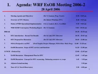 Agenda: WRF ExOB Meeting 2006-2 28 April 2006