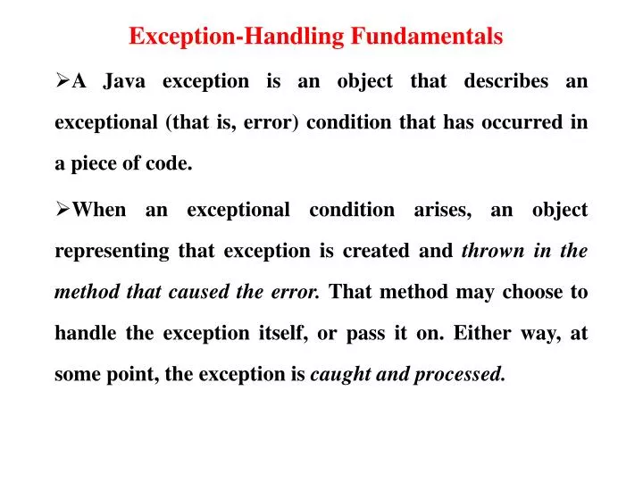 exception handling fundamentals