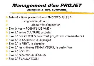 management d un projet animation 3 jours sommaire