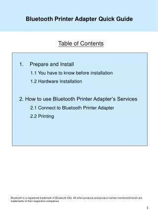 Bluetooth Printer Adapter Quick Guide