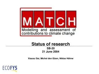 Status of research SB-20 21 June 2004