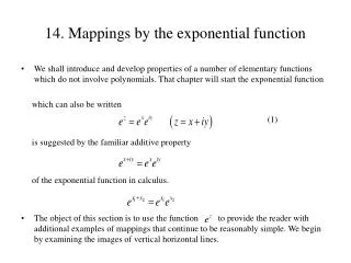 14. Mappings by the exponential function