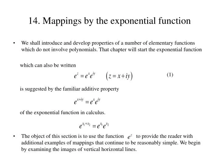14 mappings by the exponential function