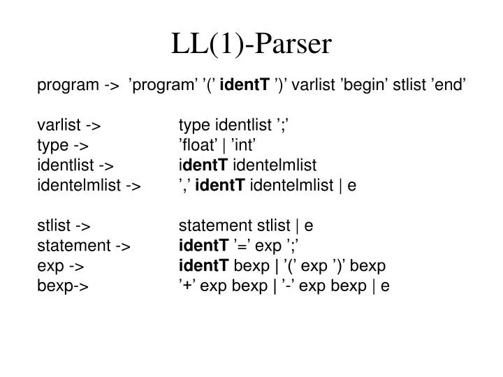 ll 1 parser
