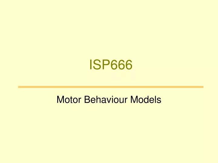 motor behaviour models