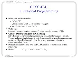 COSC 4P41 Functional Programming