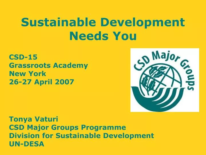 sustainable development needs you