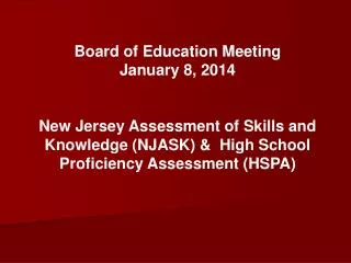 Board of Education Meeting January 8, 2014