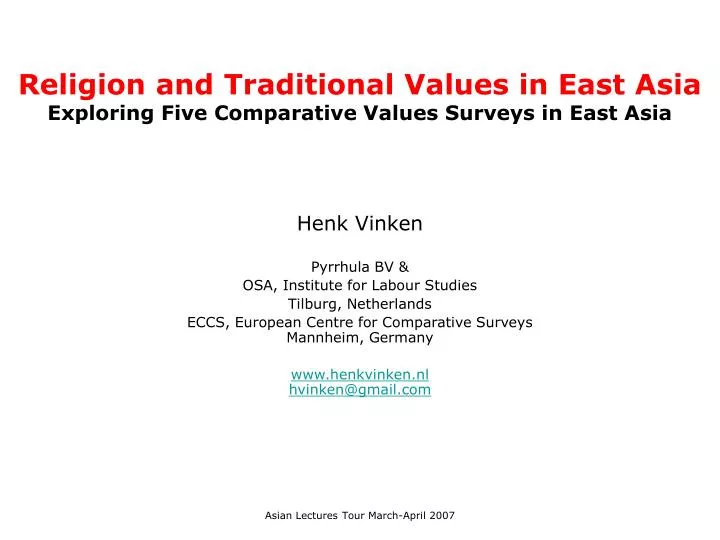 religion and traditional values in east asia exploring five comparative values surveys in east asia