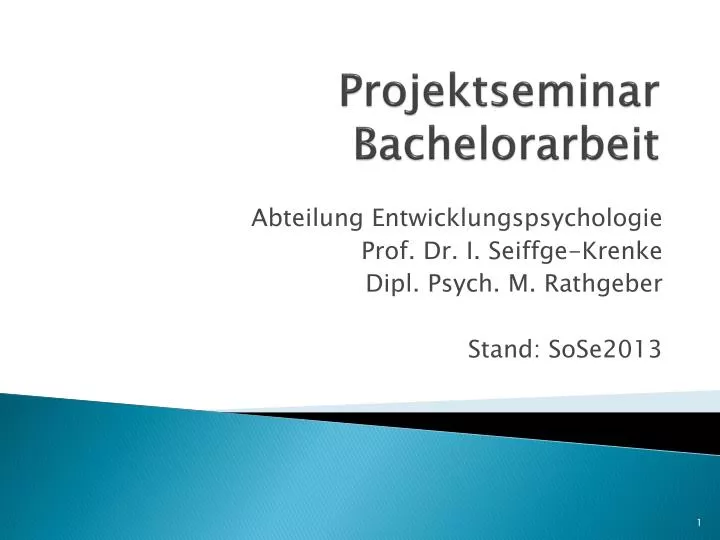 projektseminar bachelorarbeit