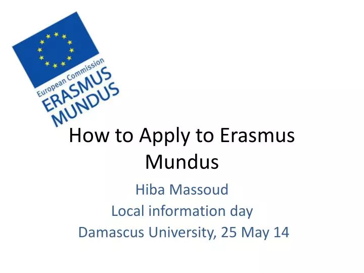 how to apply to erasmus mundus