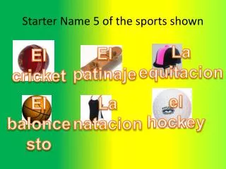 Starter Name 5 of the sports shown