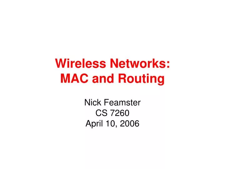 wireless networks mac and routing