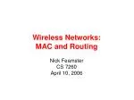 Wireless Networks: MAC and Routing - slide 1
