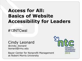 Access for All: Basics of Website Accessibility for Leaders # 13NTCwal