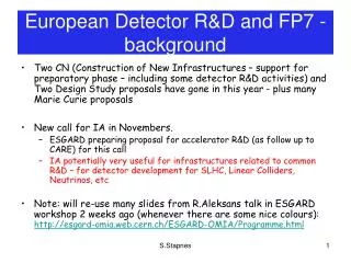 European Detector R&amp;D and FP7 - background