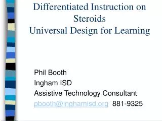 Differentiated Instruction on Steroids Universal Design for Learning