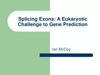 Splicing Exons: A Eukaryotic Challenge to Gene Prediction