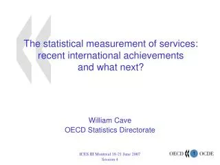The statistical measurement of services: recent international achievements and what next?