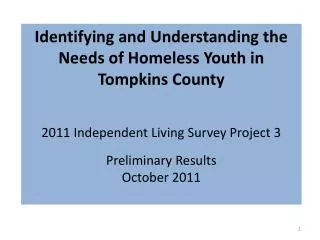 Identifying and Understanding the Needs of Homeless Youth in Tompkins County